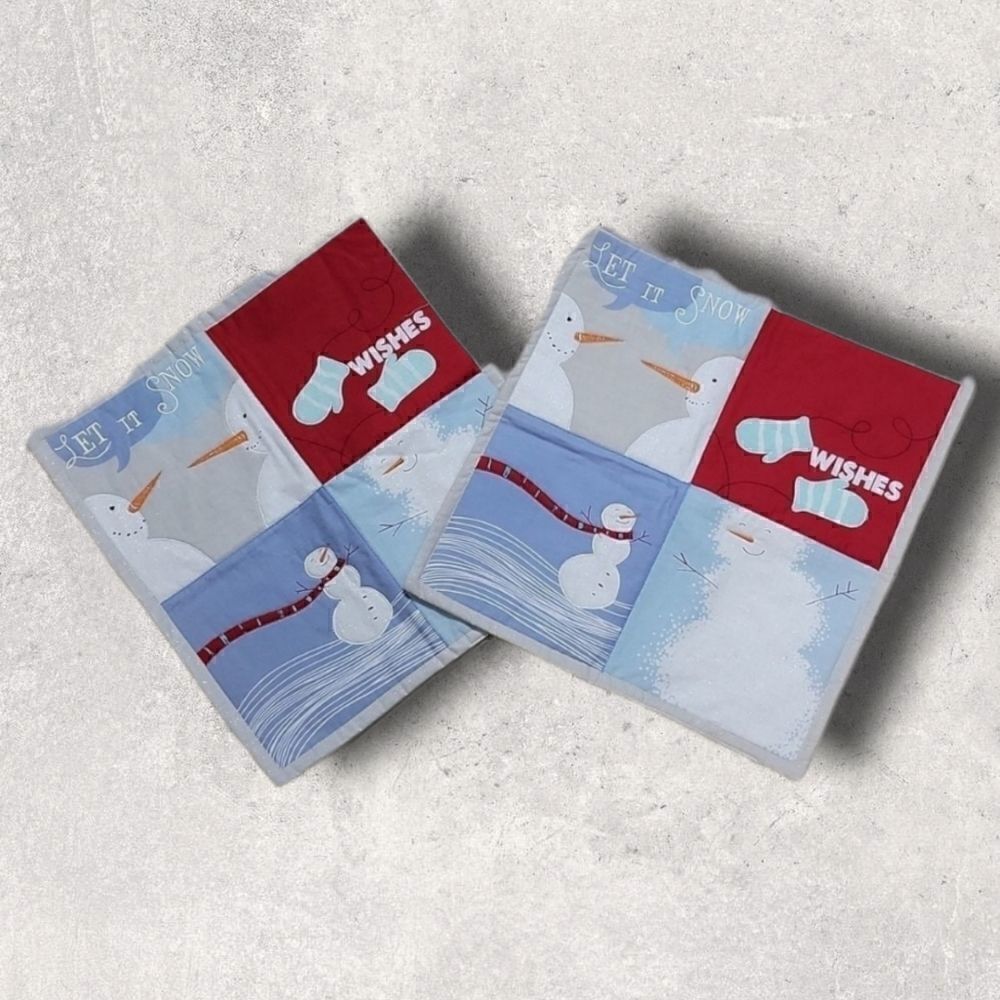 SET OF 2 ST. NICHOLAS SQUARE WINTER SNOWMAN PLACEMATS, NEW!